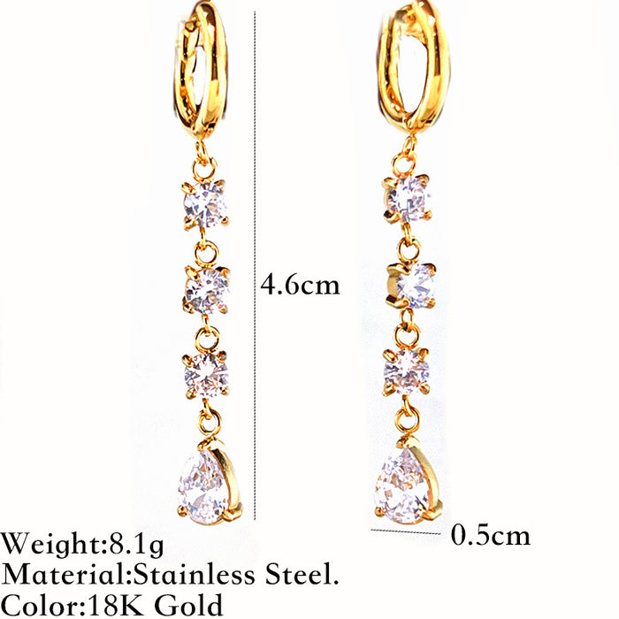 Wholesale Stainless Steel Gold Water Drop Statemente Earrings