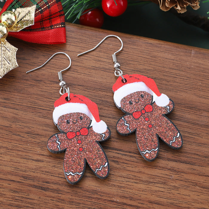 Wholesale Cute Christmas Hat and Gingerbread Man Pendant Earrings