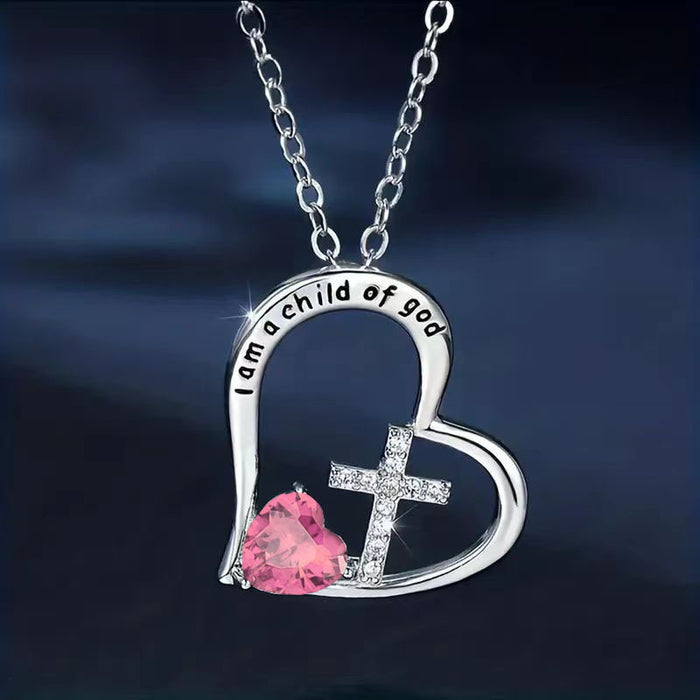 Wholesale Heart Shaped Pendant Cross Love Alloy Necklace JDC-NE-XunO071