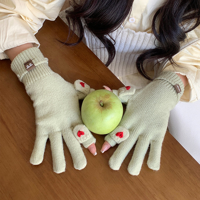 Wholesale Cute Knitted Open Finger Flip Cover Gloves