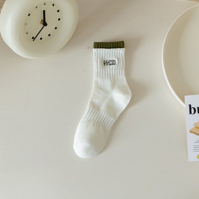 Wholesale New socks, mid length socks, cotton socks, breathable letter long socks, sports women's socks