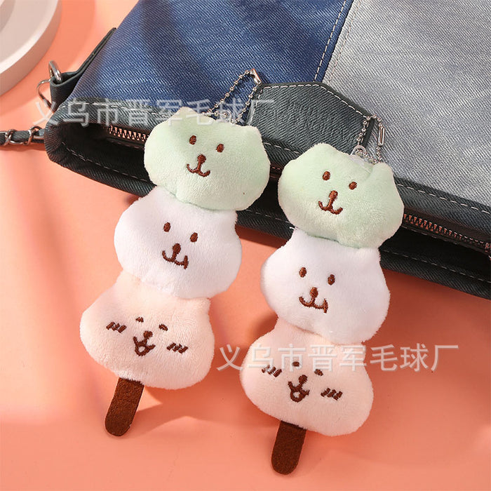 Wholesale Cute Cartoon Bear Plush Doll Bead Chain Pendant Cute Ball Skewer Bear Bag Keychain Pendant