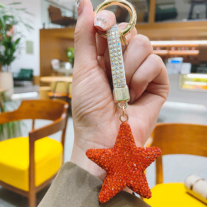 Wholesale Double-sided Diamond Five-pointed Star Keychain