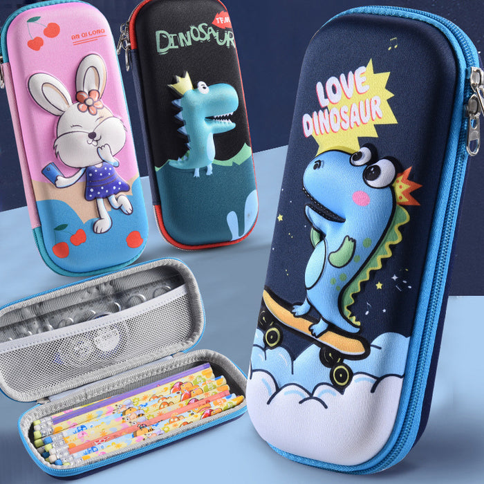 Wholesale 3D Children Cartoon Large Capacity Leather Pencil Case JDC-PC-QQBB004