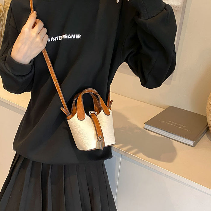 Wholesale Children's bag, high-end color blocked mini bucket bag, hand-held bucket bag, crossbody bag