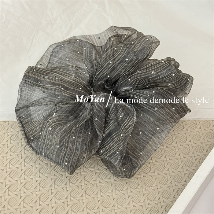 Wholesale drilling large intestine hair ring female high sense striped head rope hair rope