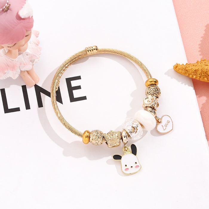 Wholesale Stainless Steel Beaded Bracelet with Heart Pendant Fashion Accessory MOQ≥2