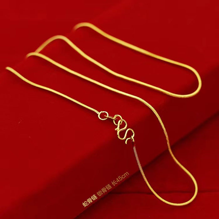 Wholesale Gold plated necklace, snake bone chain, box chain, water ripple collarbone chain, fashionable and versatile necklace