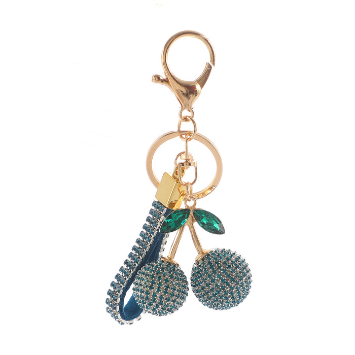 Wholesale alloy cherry key chainal rhinestone fruit key chain