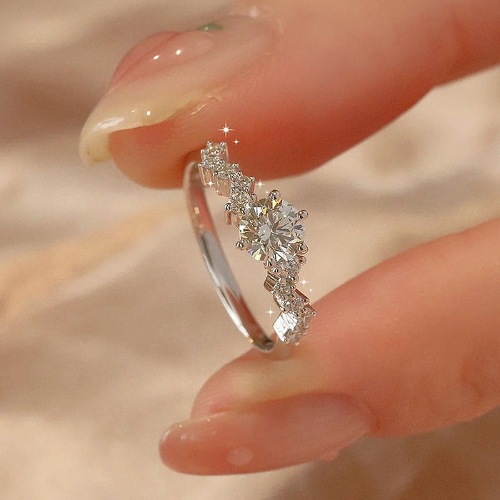 Wholesale Adjustable Ring Cold Wind All-match Moissanite Finger Ring