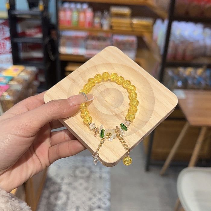 Wholesale Colorful Crystal Flower Bracelet Sunflower Beaded Students Gift Bestie Bracelet