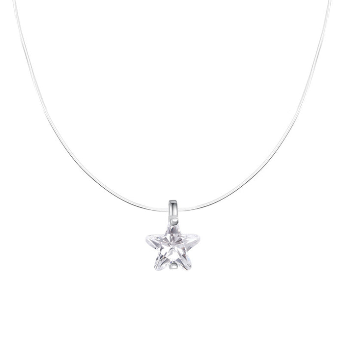 Wholesale Pure silver mermaid tears star necklace with diamond studded collarbone chain, niche design, versatile accessory