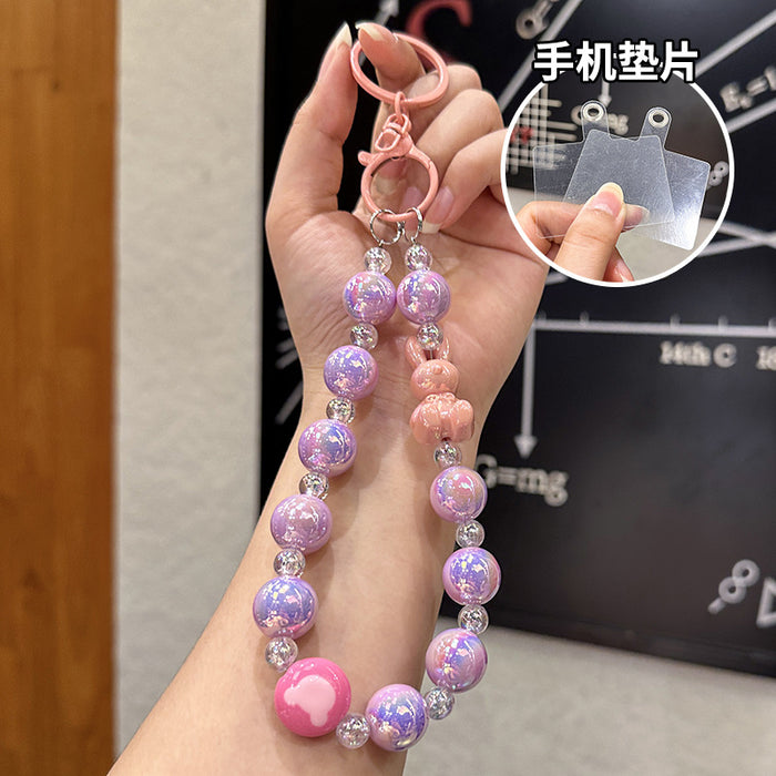 Wholesale Beaded Acrylic Keychain DIY Small Pendant Key Hanging Decoration Car Keychain