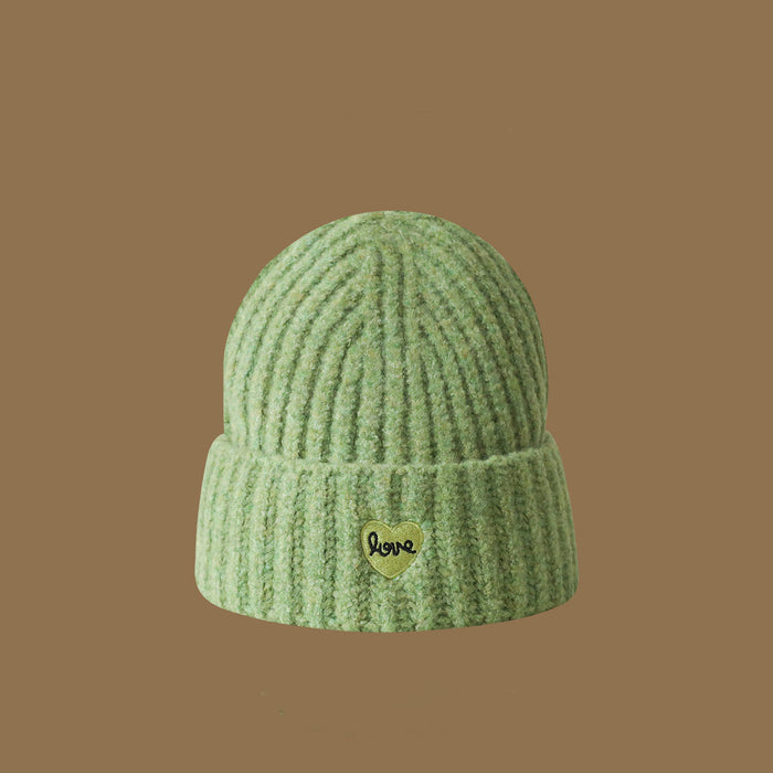 Wholesale Heart-embroidered knitted wool hat