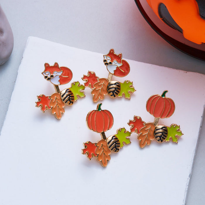 Wholesale Zinc Alloy Drop Earrings with Maple Leaf and Fox Design