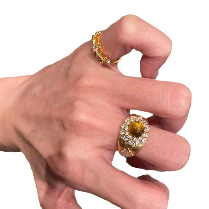 Wholesale Ring for women with niche design, light luxury full diamond zircon open index finger ring