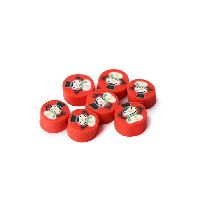 Wholesale 100pcs Polymer Clay Christmas Snowman Tree Cane Loose Beads JDC-BDS-LiuXia003