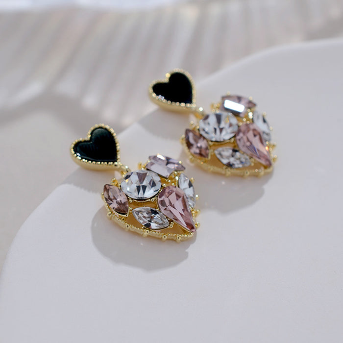 Wholesale Rhinestone Heart Alloy Earrings JDC-ES-BiShang001