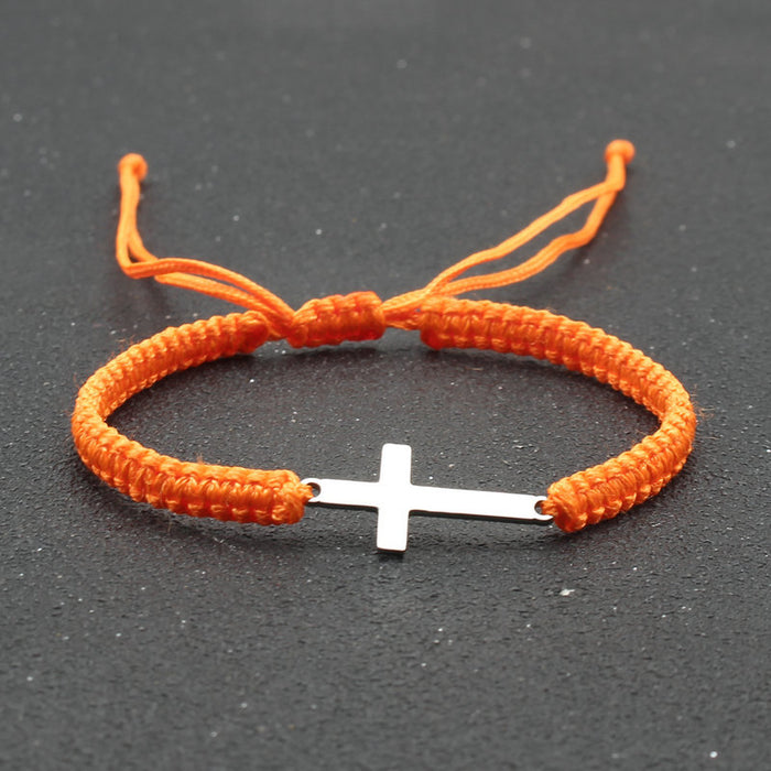 Wholesale Stainless Steel Cross Bracelet Hand Woven Couple Bracelet JDC-BT-SX003