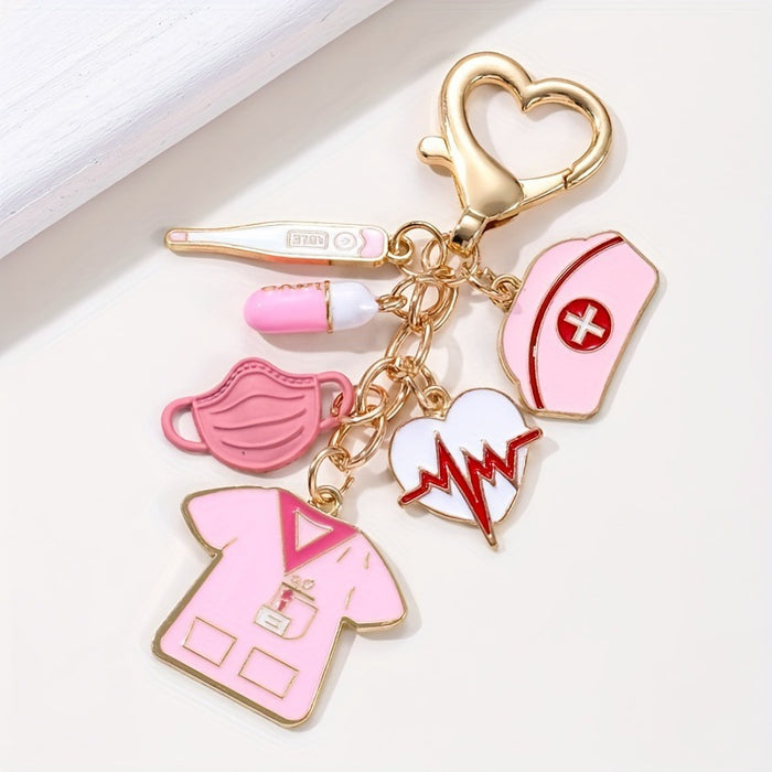 Wholesale Nurse set drip oil alloy keychain bag pendant