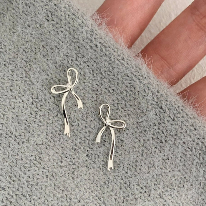 Wholesale Bow Ribbon Ear Needle Women's S925 Silver Needle Earrings Niche Design Earrings