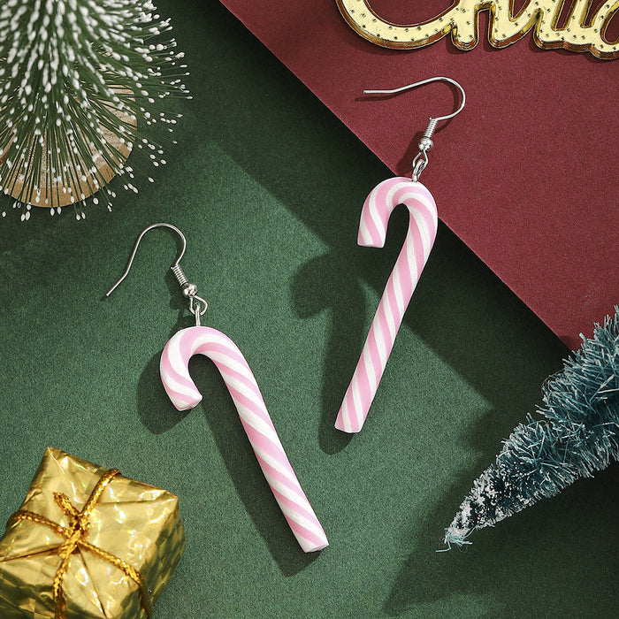 Wholesale Christmas candy cane star earrings