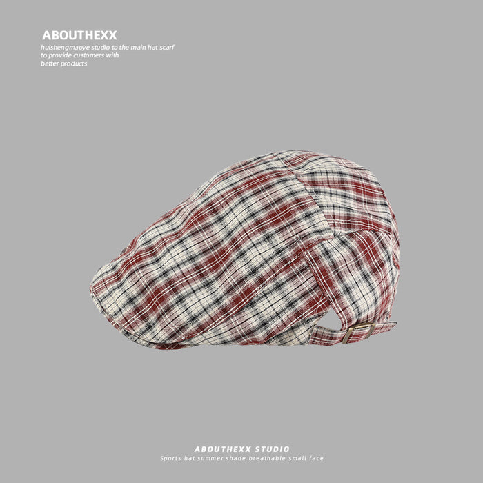 Wholesale Retro plaid hat, personalized strap, bow, bere, forward hat, reverse wearing duckbill, children's hat, painter's hat, male