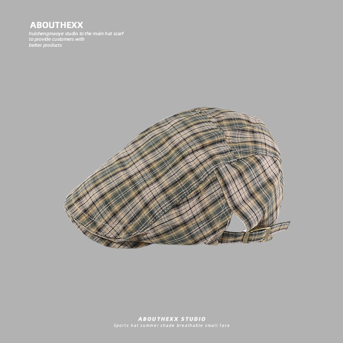 Wholesale Retro plaid hat, personalized strap, bow, bere, forward hat, reverse wearing duckbill, children's hat, painter's hat, male