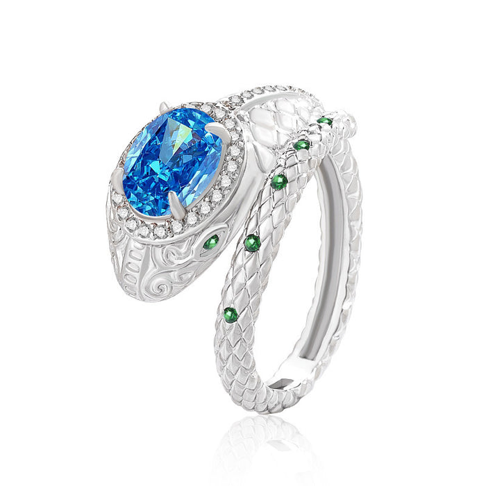 Wholesale Real Gold Plated Copper Geometric Snake Ring with High Carbon Diamond Fashion Jewelry Gift