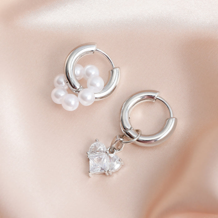 Wholesale double-ring dual-purpose luxury heart hoop earrings