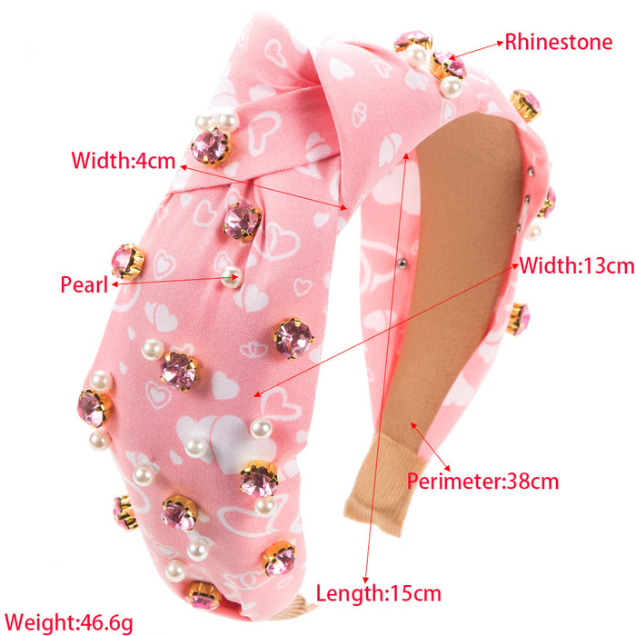 Wholesale Valentine' s Day Heart Pattern Rhinestone Beaded Headband