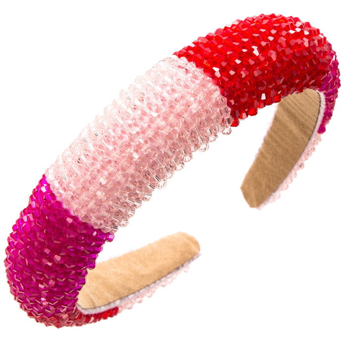 Wholesale Crystal color-blocked pink Valentine' s Day headband