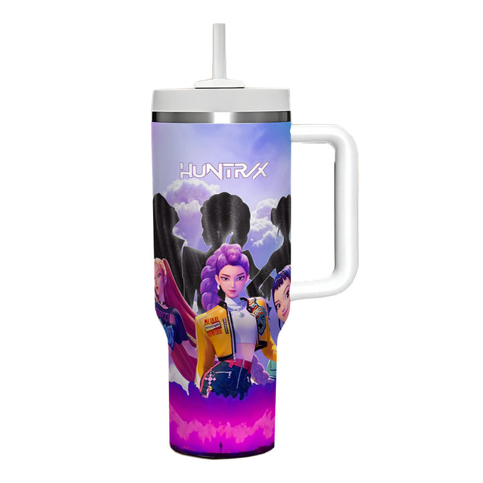 Wholesale Tumbler 40oz K-POP Printed Vacuum Stainless Steel Car Ice Bullies Cup with Handle
