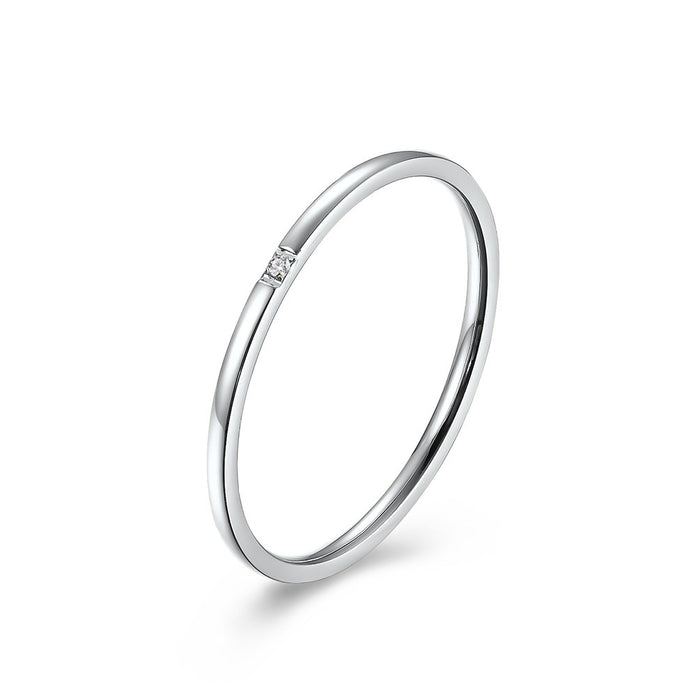 Wholesale Extremely fine simple plain ring zircon titanium steel ring female  non-fading ring