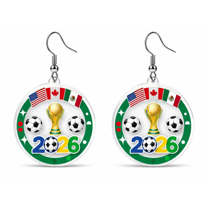 Wholesale 3pcs World Cup Electroplated Acrylic Football Five-Pointed Star Earrings
