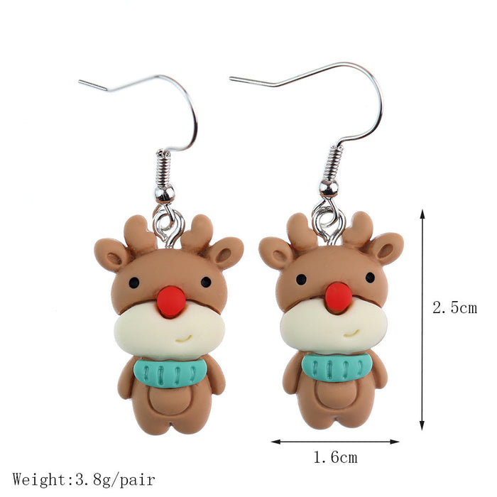 Wholesale Earrings Resin Santa Snowman Elk Christmas Tree JDC-ES-niqing024