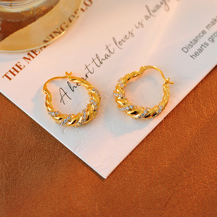 Wholesale  Golden Zircon Earrings  Elegant Elegant Earrings Women's  Ear Ring Ear Buckle