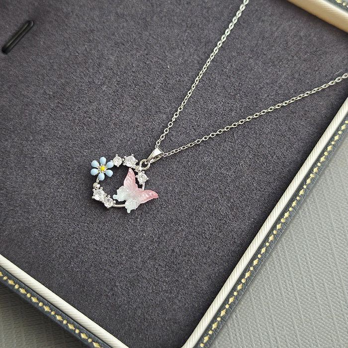 Wholesale Dreamy Haoshi Butterfly Necklace, niche temperament, light luxury collarbone chain, pearl zircon pendant