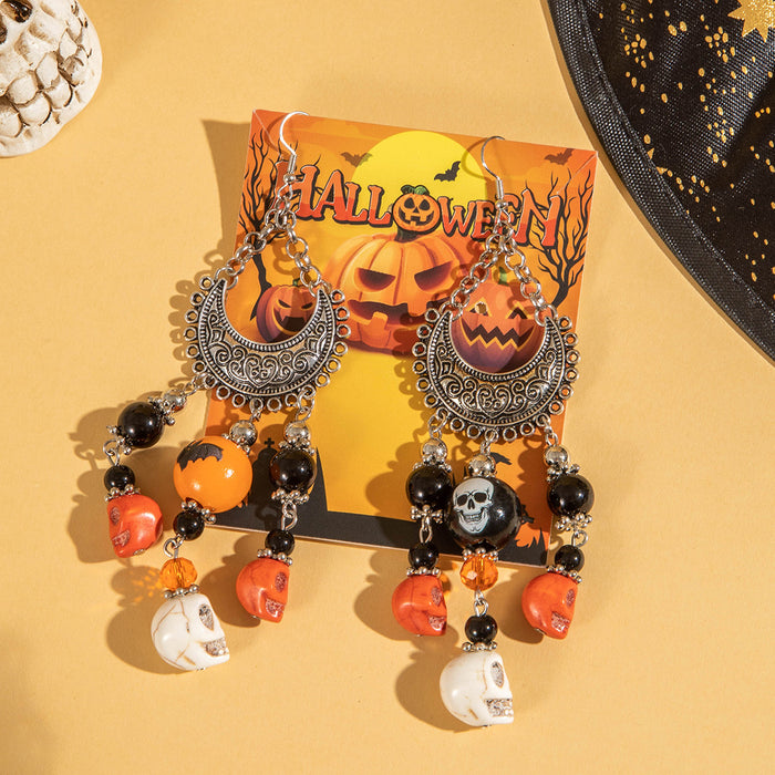 Wholesale Halloween Gothic  Skull Tassel Earrings Alloy Fashion Accessory for Women MOQ≥5