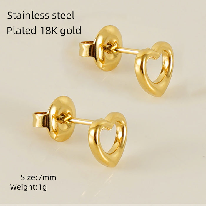 Wholesale Mini Heart-Shaped Irregular Titanium Steel Earrings