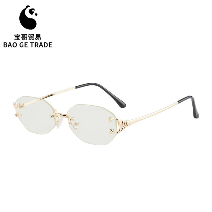 Wholesale Versatile metal small frame sunglasses oval frame sunglasses personalized frameless glasses