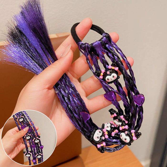 Wholesale Children' s Wig Braid Hair Ring Girls'  High Ponytail Tie Hair Rope Little Girl Sweet Cool Hair Rope Headwear