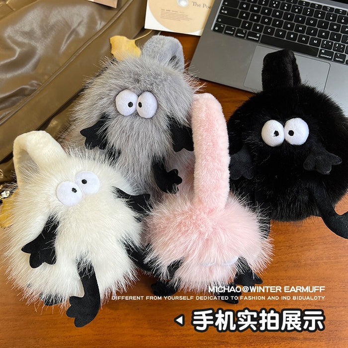 Wholesale Funny briquettes imitation rabbit fur earmuffs parent-child winter thick warm foldable cute earmuffs