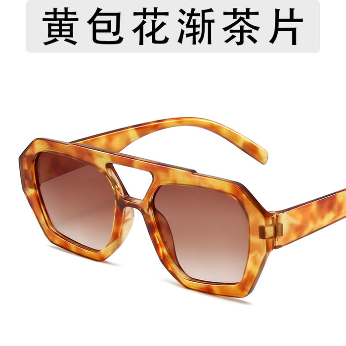 Wholesale Fashion Sunglasses Large Frame Double Beam Sunglasses Leopard Pattern Color Personalized Wearing Glasses