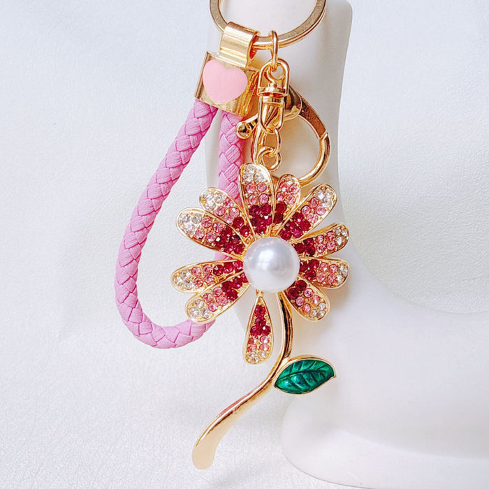 Wholesale Alloy Gradient Rhinestone Keychain Birthday Gift Decorative Accessory MOQ≥12