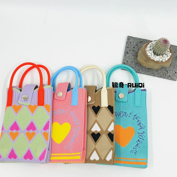 Wholesale Cute Cartoon Knitted Mobile Phone Bag  Easiest for Match Shoulder Bag Coin Crossbody Portable