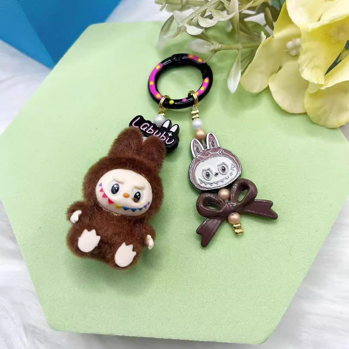 Wholesale Flocking mini keychain baby-free vinyl cute grain mobile pho ...