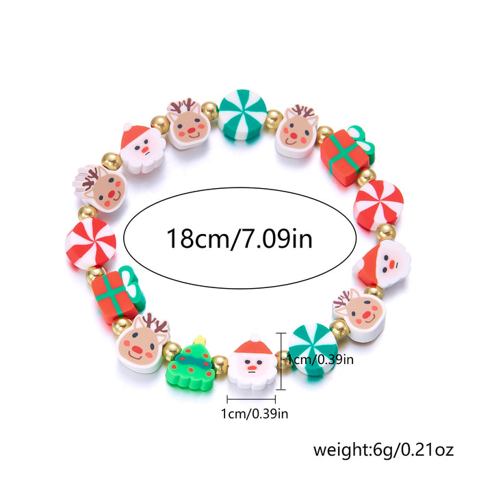 Wholesale Christmas Polymer Clay Beaded Bracelet Handmade Cartoon Charm Bracelet Fashion Accessory