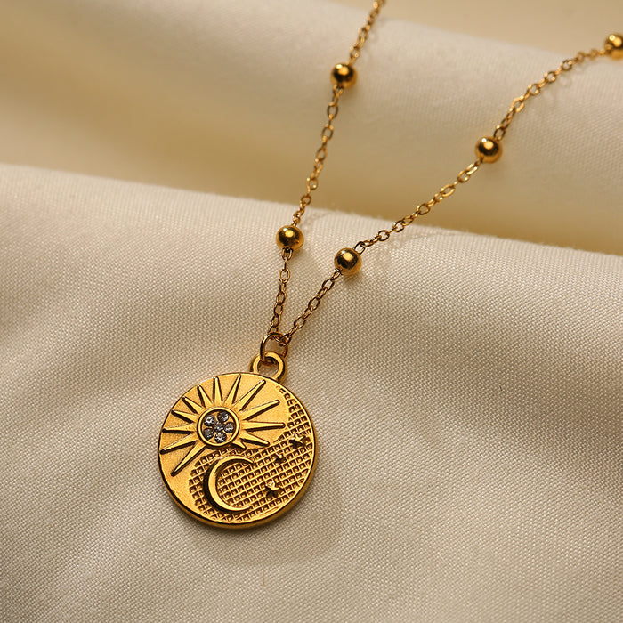 Wholesale Fashionable hot selling retro style stainless steel rainbow zircon necklace electroplating wholesale