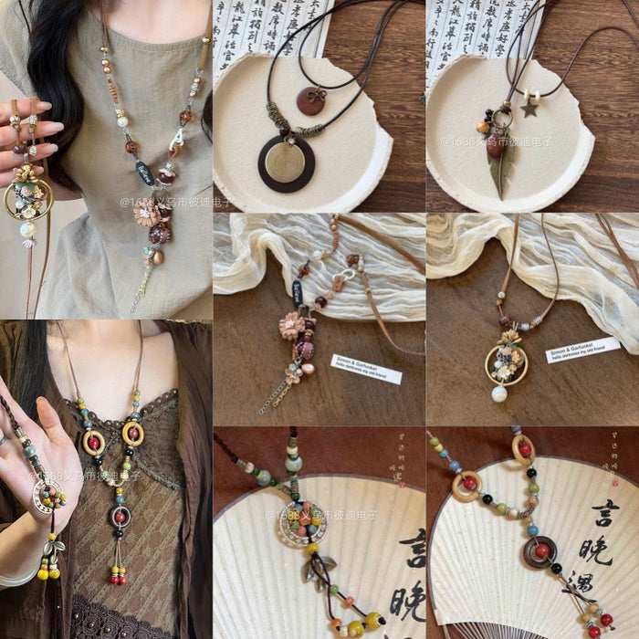 Wholesale Bohemian Vintage Style Long Chain Necklace Alloy Pendant Animal Design